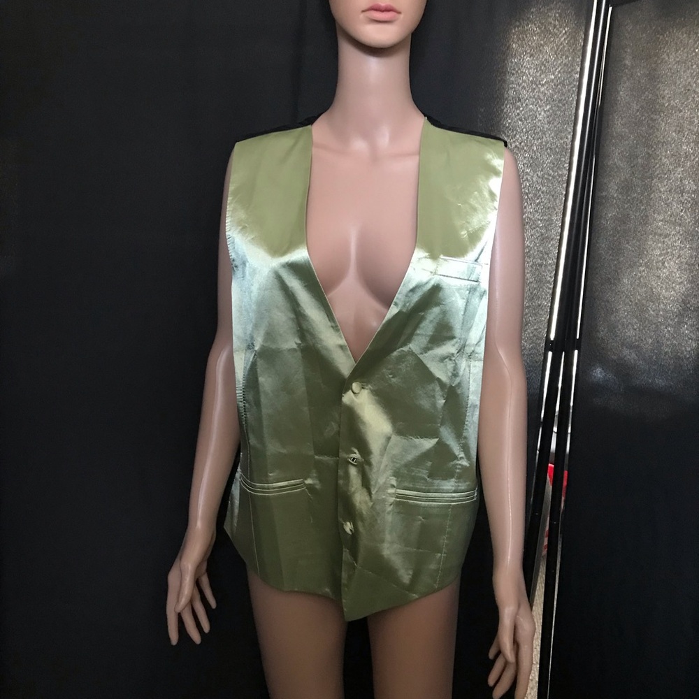 Men's Satin Vest in Light Green